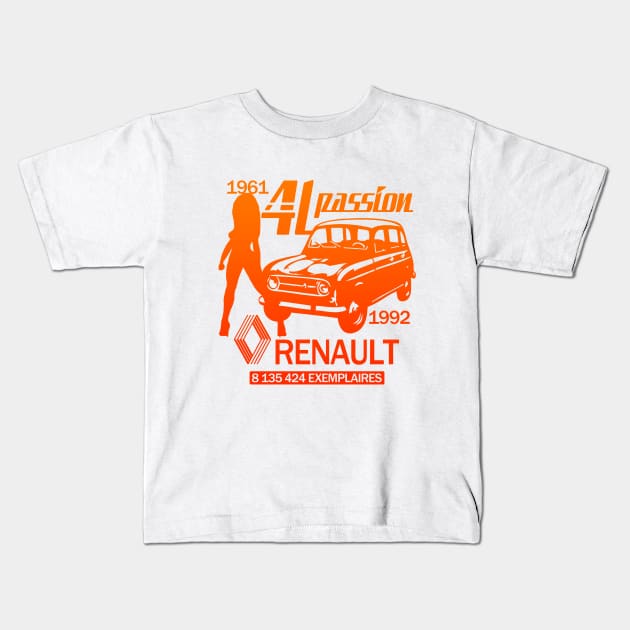 4L Passion Renault Kids T-Shirt by Extracom